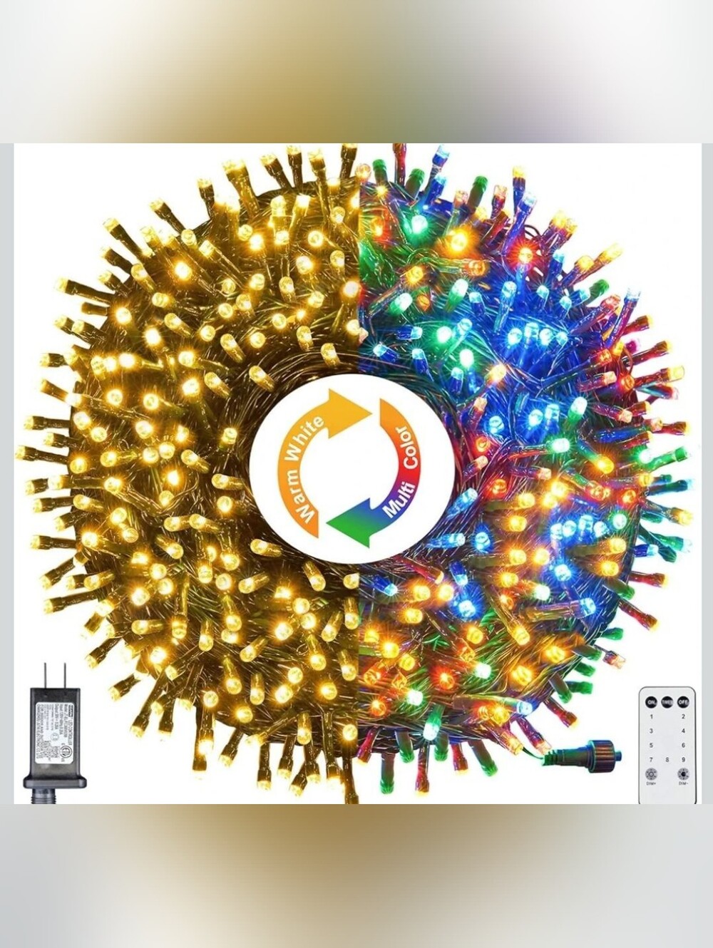 108FT 300 LED Multicolor String Lights with 9 Modes&Timer Remote